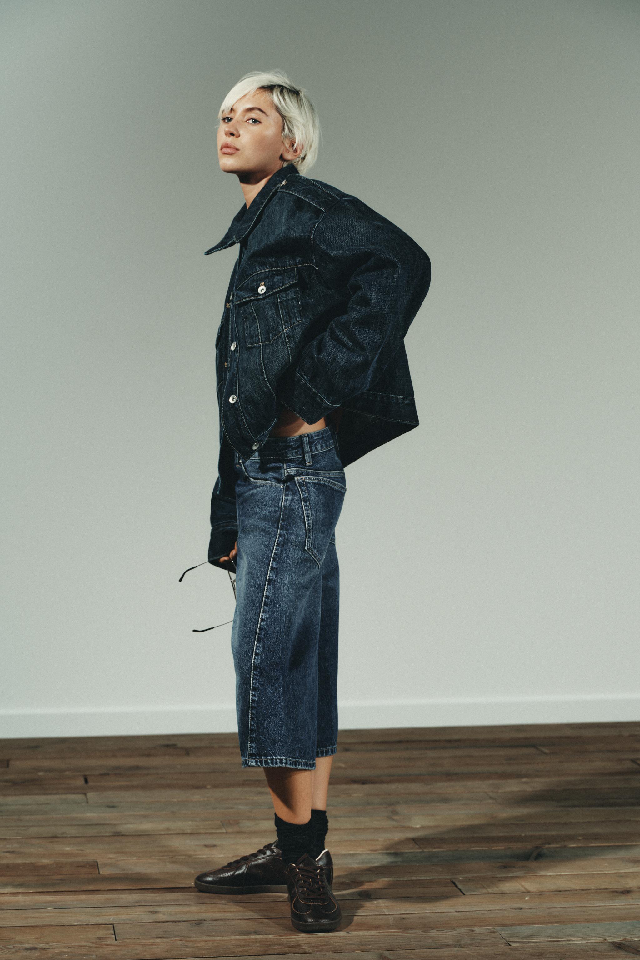 TRF MID-RISE DENIM JORTS SHORTS